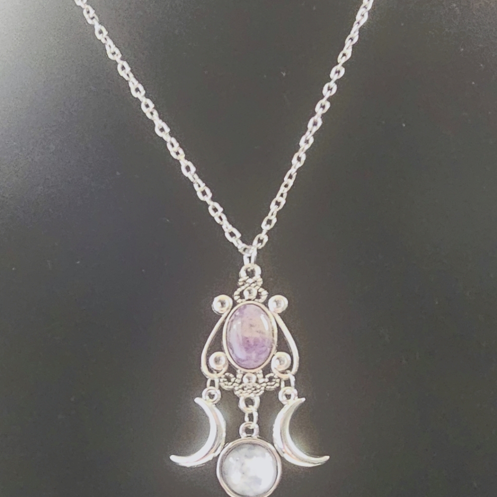 Amethyst Stainless Steel Necklace - Picture 1 of 2